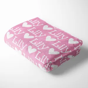 Personalized Kid/Teen Blanket - Name and Heart