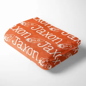 Personalized Kid/Teen Blanket - Name and Space Ship