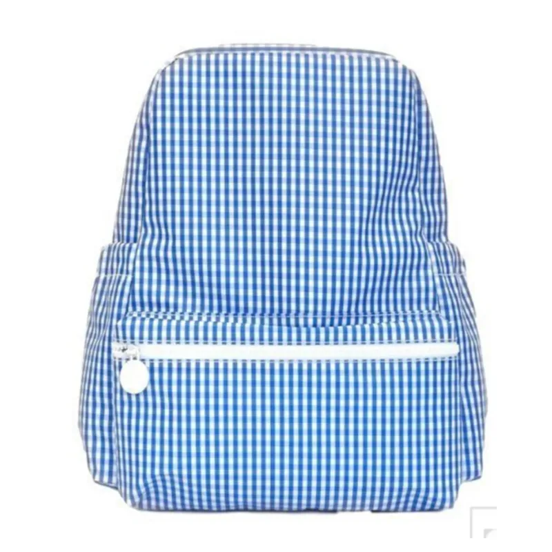Personalized Nylon Blue Gingham Backpack