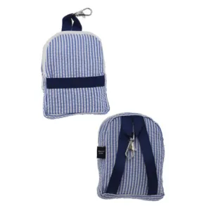Personalized Seersucker Blue Navy Teeny Tiny Backpack