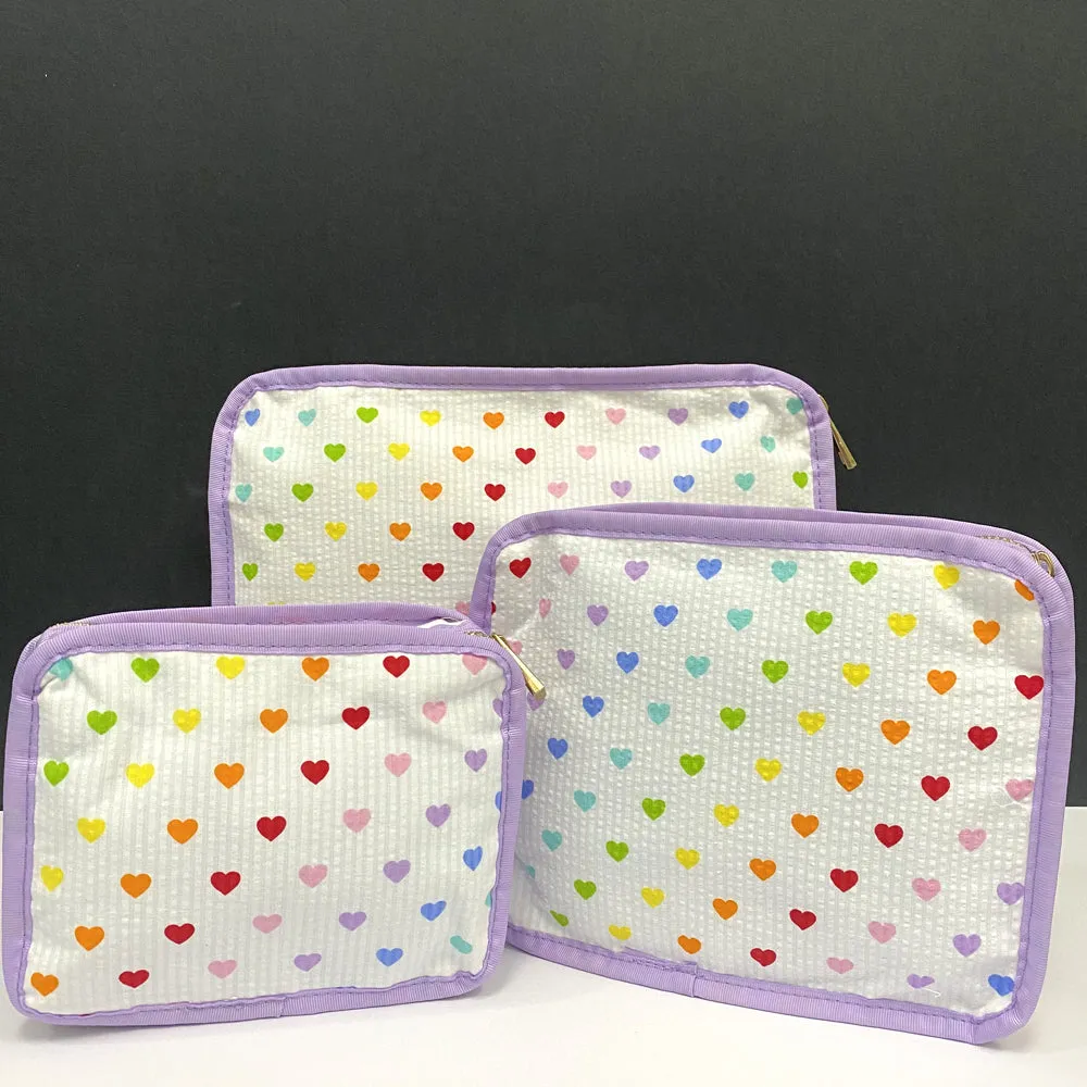 Personalized Seersucker Tiny Hearts Organizing Trio