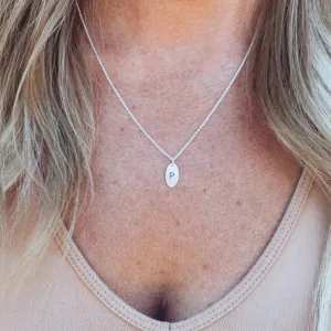 Personalized Small Oval Necklace - Initial Necklace