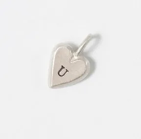 Personalized Tiny Heart Sterling Silver Charm
