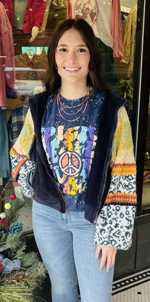 Pick Peace Over Drama Bleached Short Slv Graphic Tee