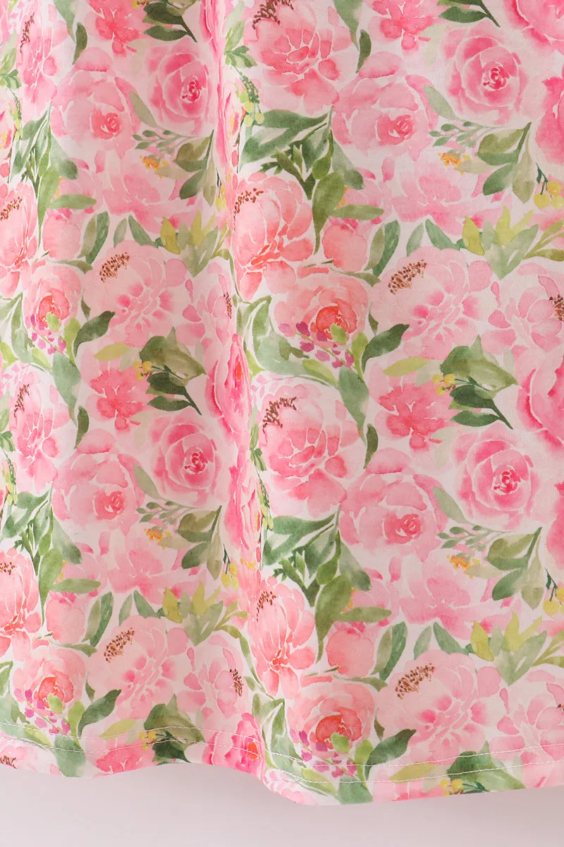 Pink Blossom Charm Print Mom Dress