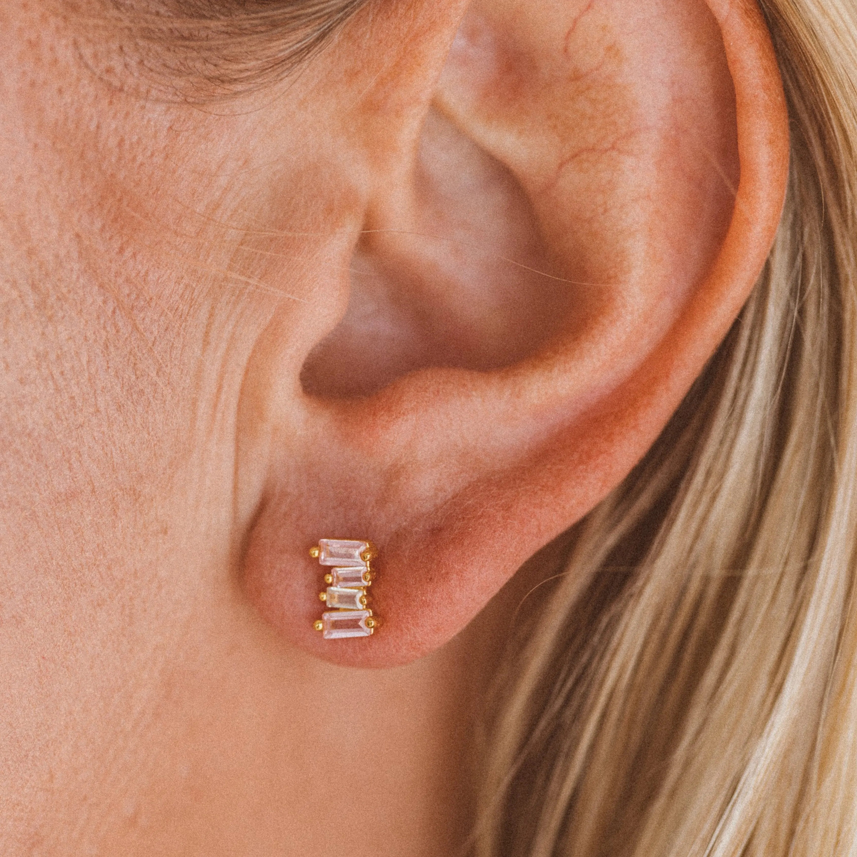 Pink Stone Stud Earring