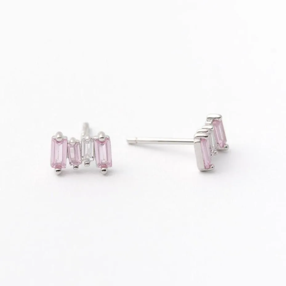 Pink Stone Stud Earring