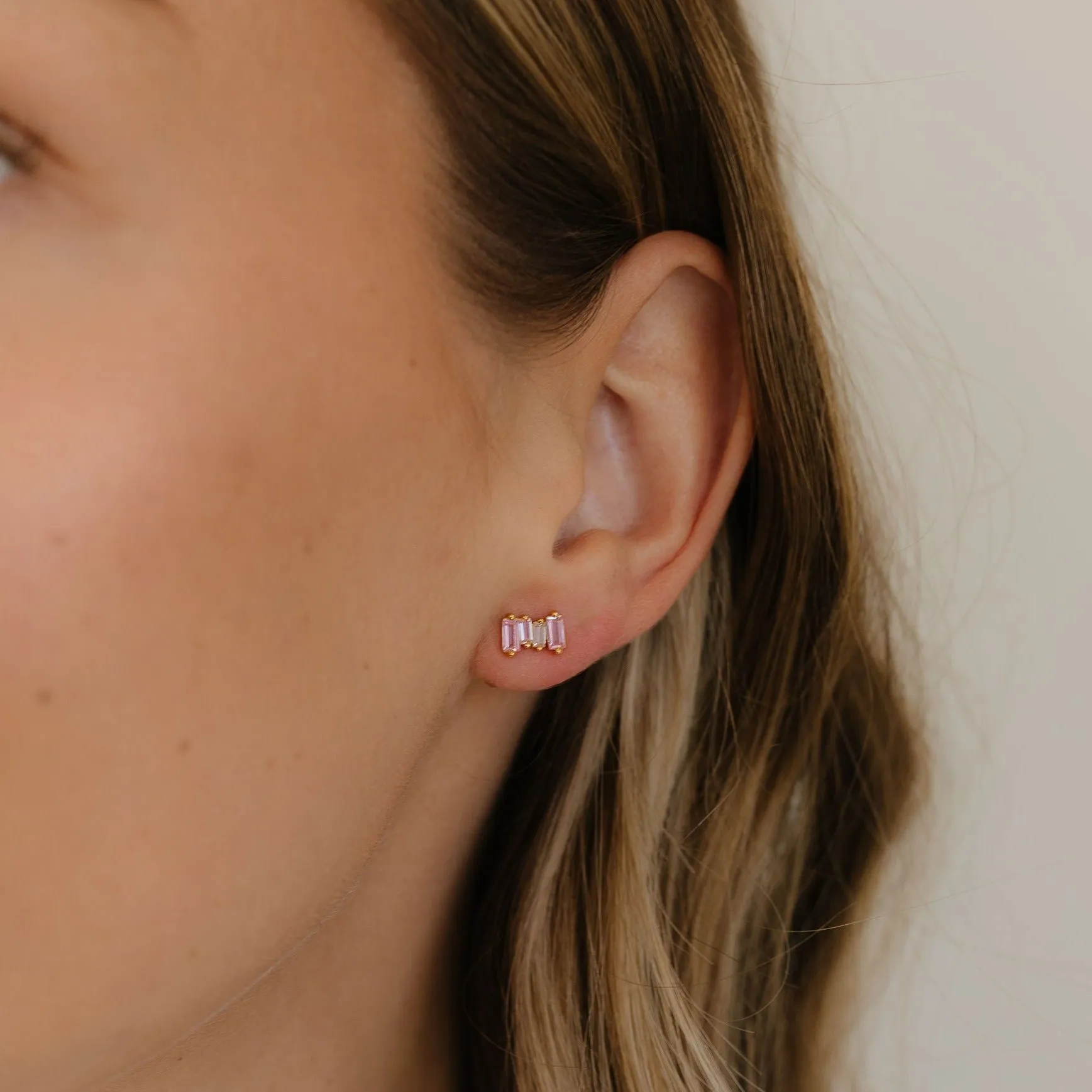 Pink Stone Stud Earring