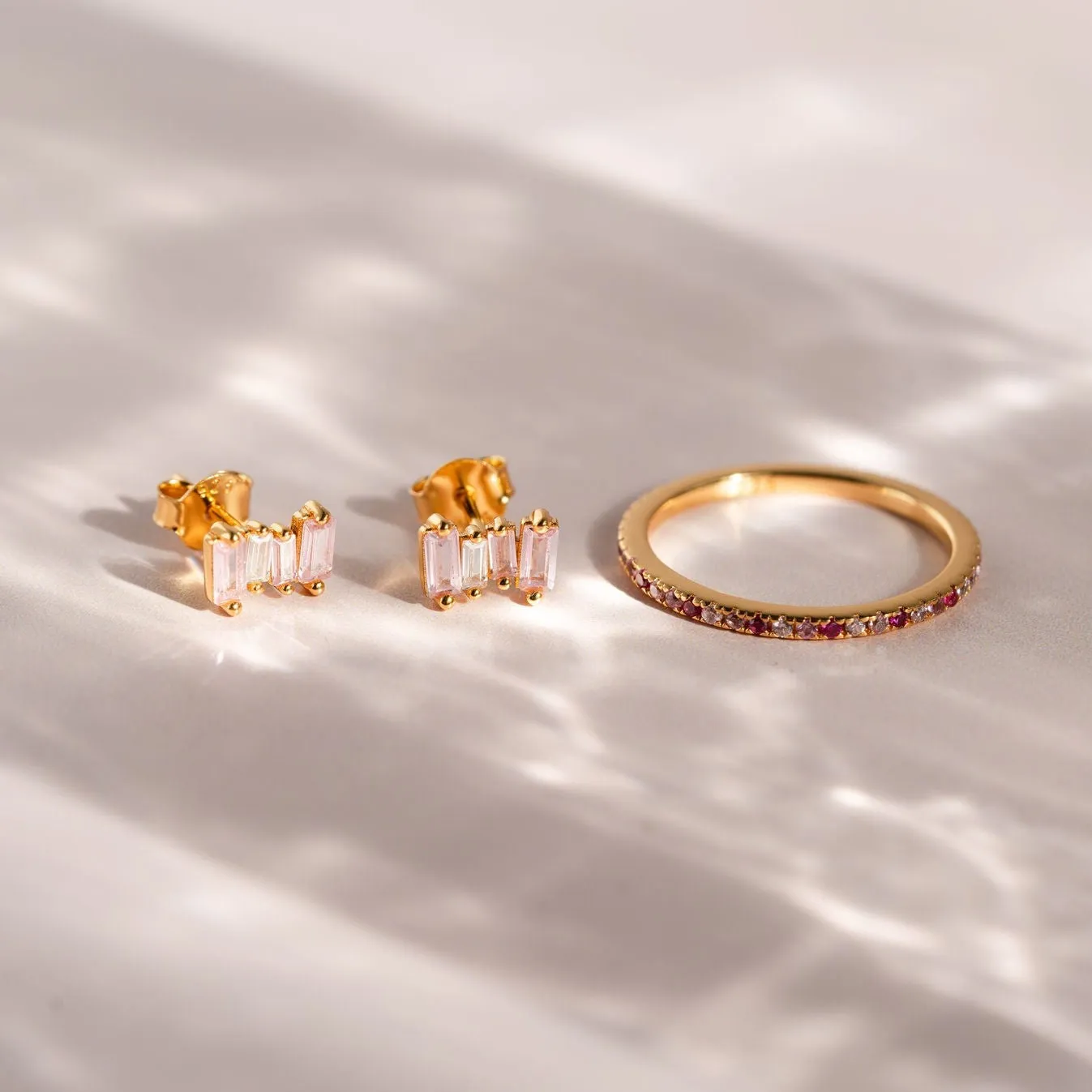 Pink Stone Stud Earring