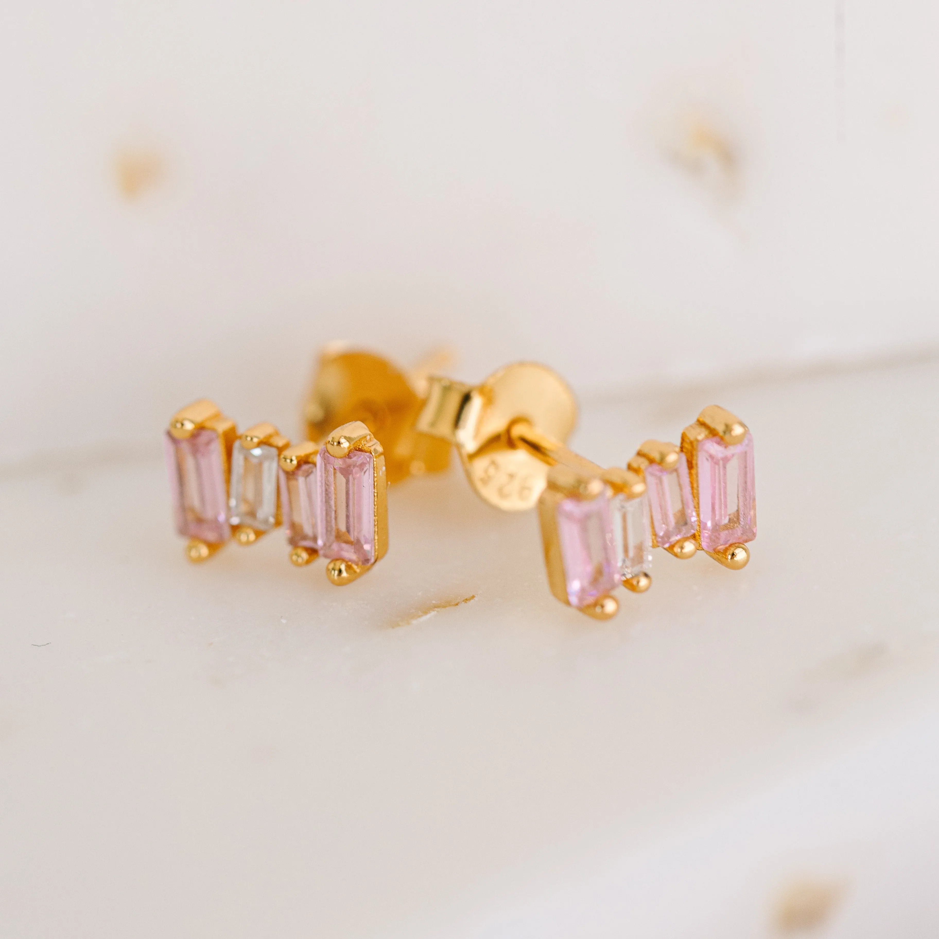 Pink Stone Stud Earring