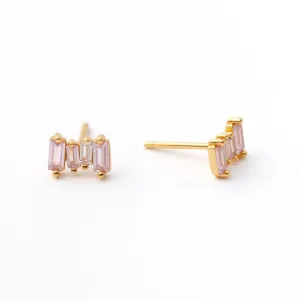 Pink Stone Stud Earring