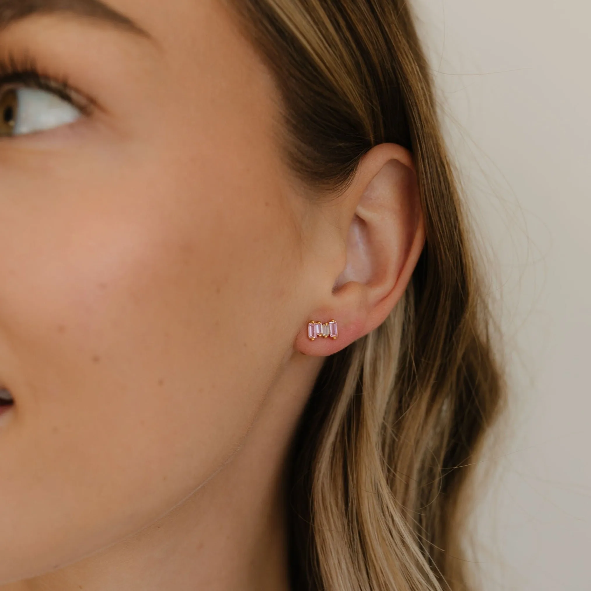 Pink Stone Stud Earring