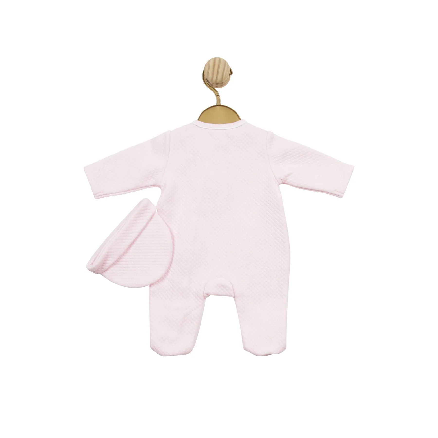 Pink Waffle Tiny Babygrow with Hat