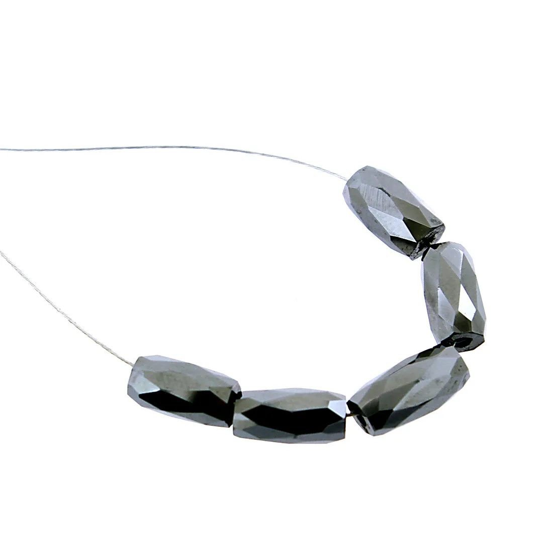 Pipe Shape Black Diamond Loose Beads -5 Beads - 30 Cts.