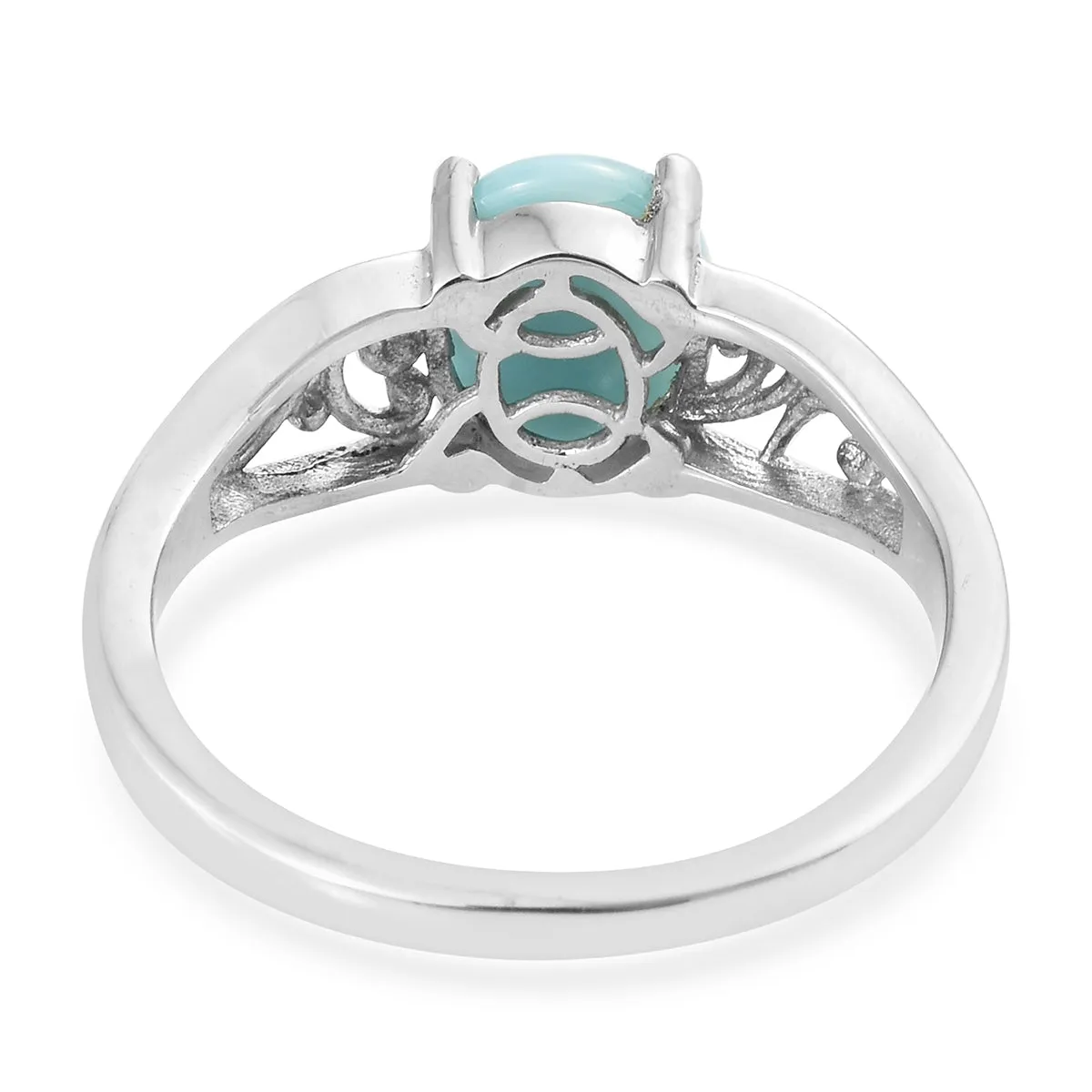 Platinum/Sterling Silver 5.60 cts. LARIMAR Ring & Pendant Set with Chain (size 7)