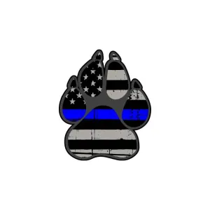 Police Thin Blue Line Flag of K-9 Paw Graphic Decal