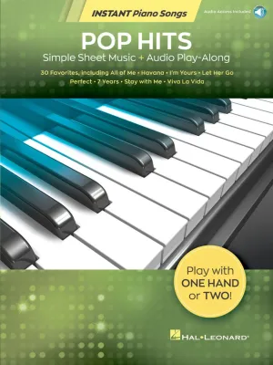 POP HITS – INSTANT PIANO SONGS Simple Sheet Music   Audio Play-Along