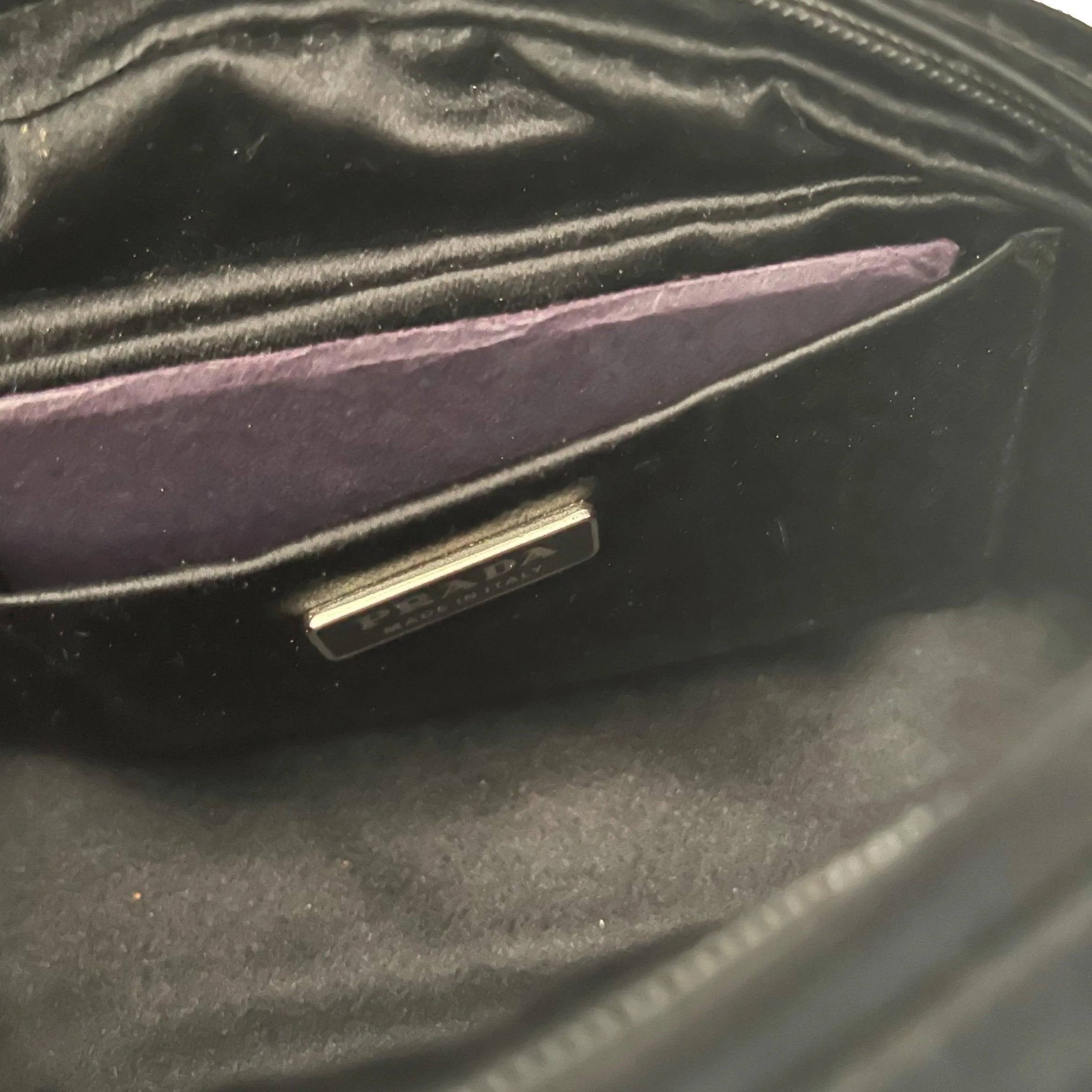 Prada Black Floral Satin Mini Top Handle Bag
