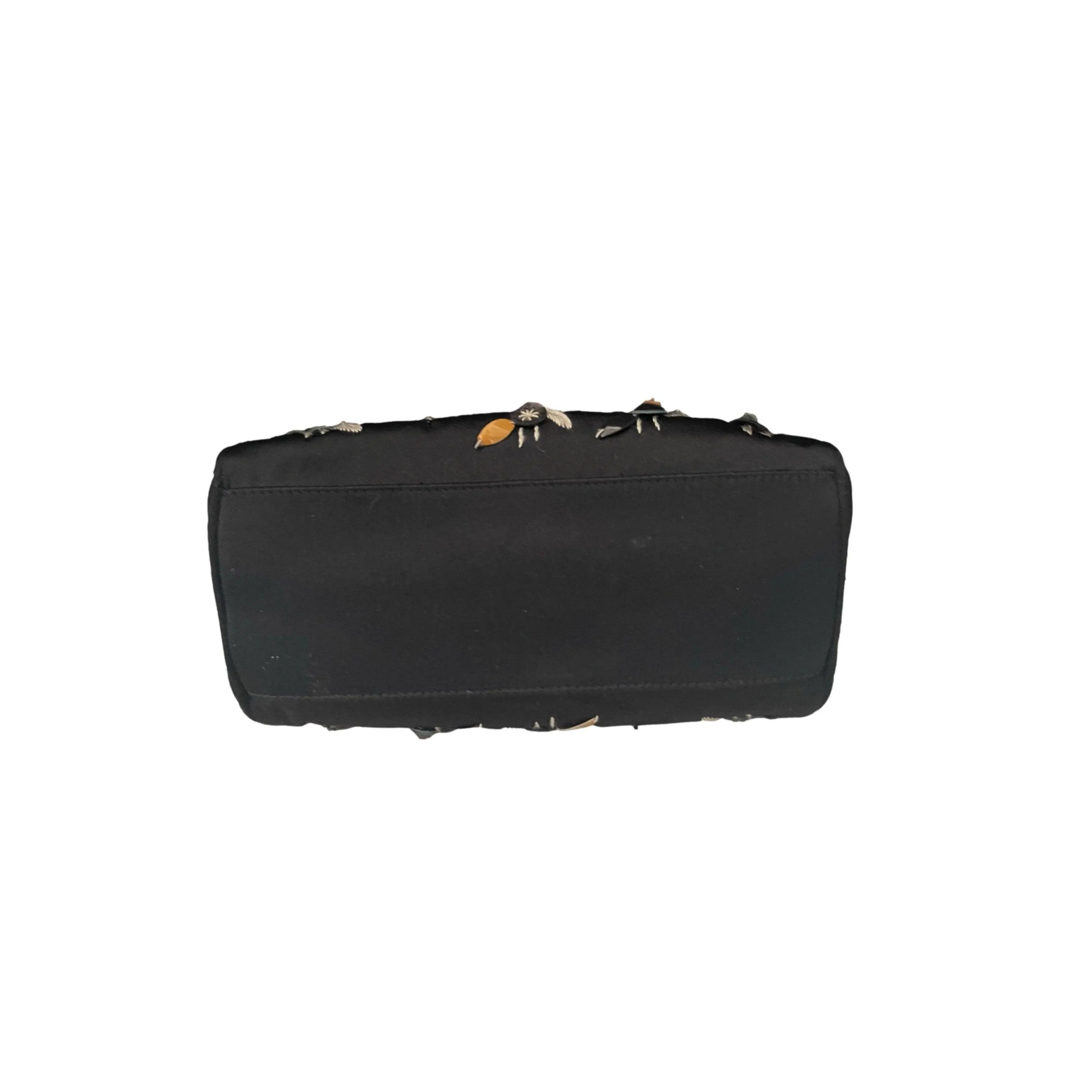 Prada Black Floral Satin Mini Top Handle Bag