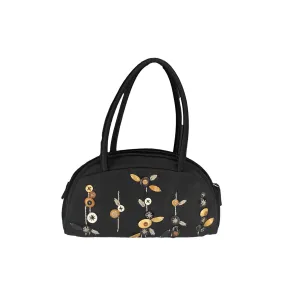 Prada Black Floral Satin Mini Top Handle Bag