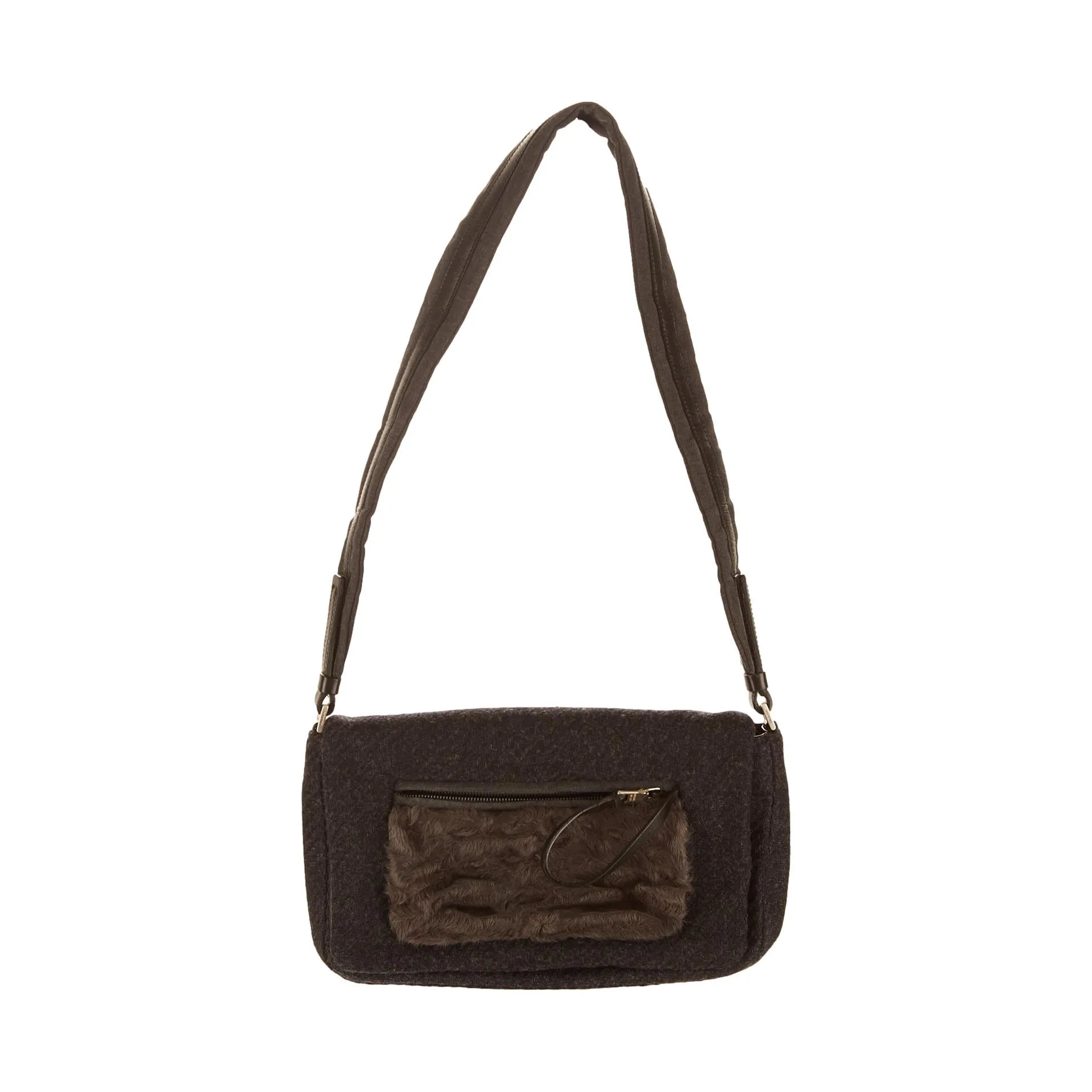 Prada Black Wool Shoulder Bag