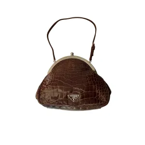 Prada Brown Croc Embossed Mini Bag