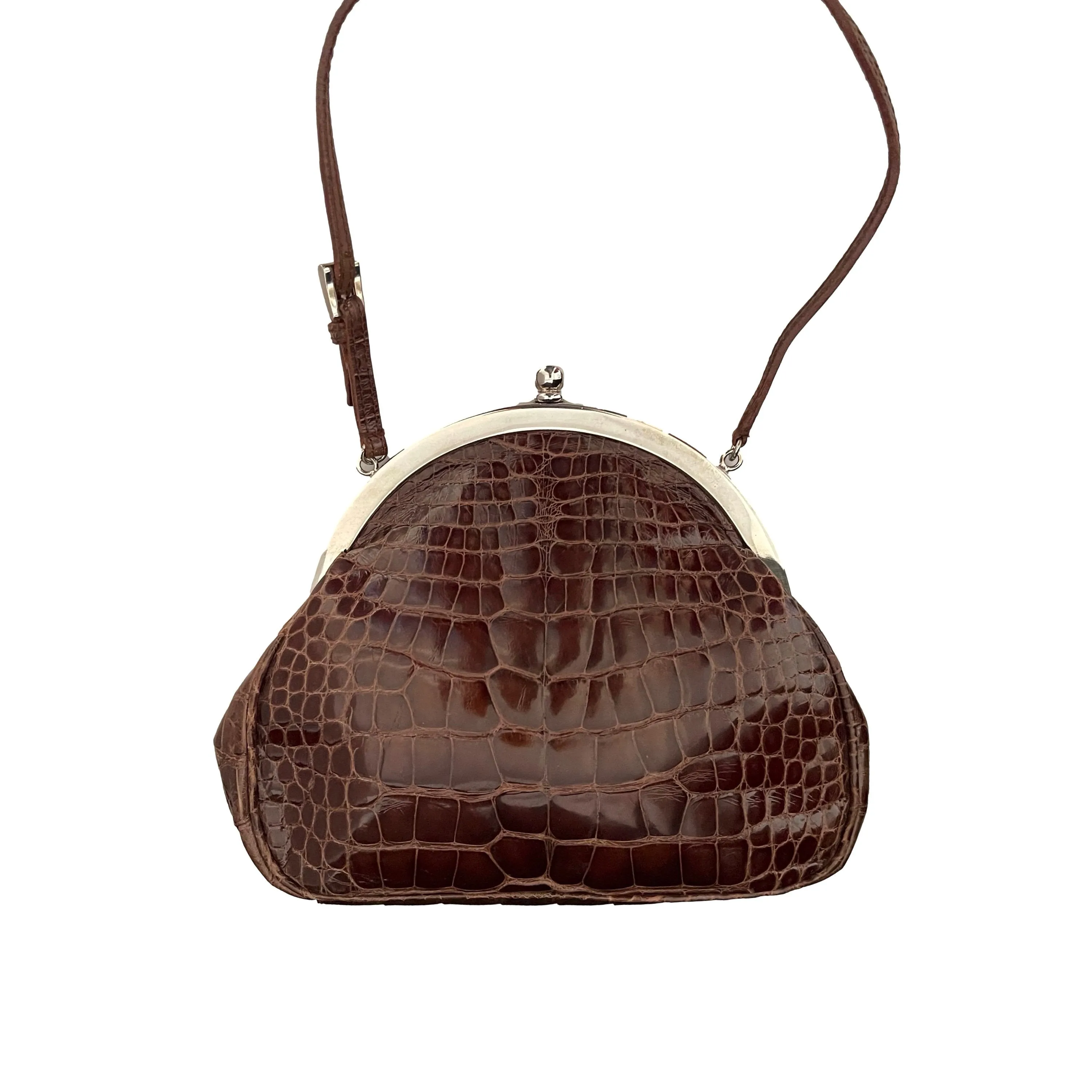 Prada Brown Croc Embossed Mini Bag