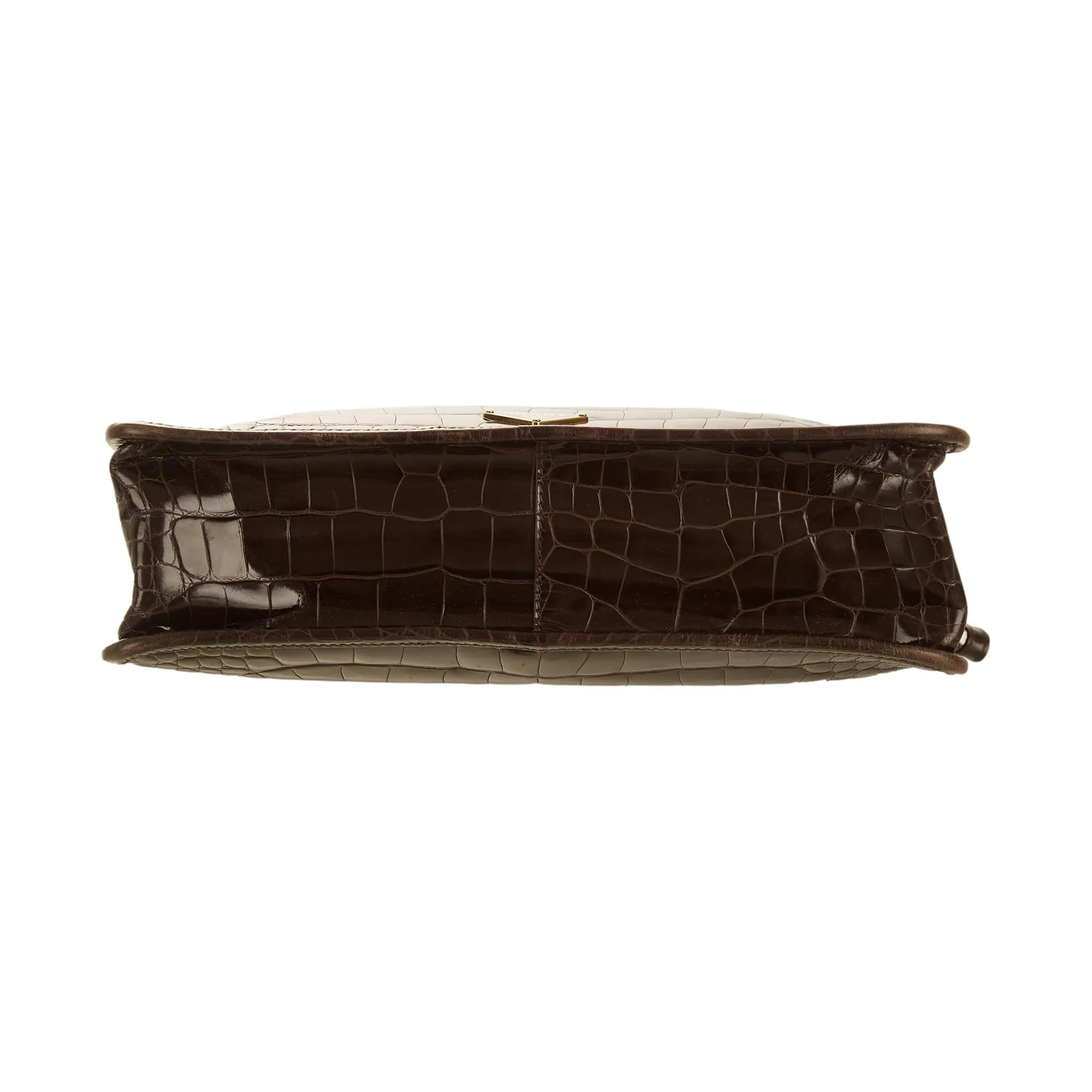 Prada Brown Embossed Top Handle Bag