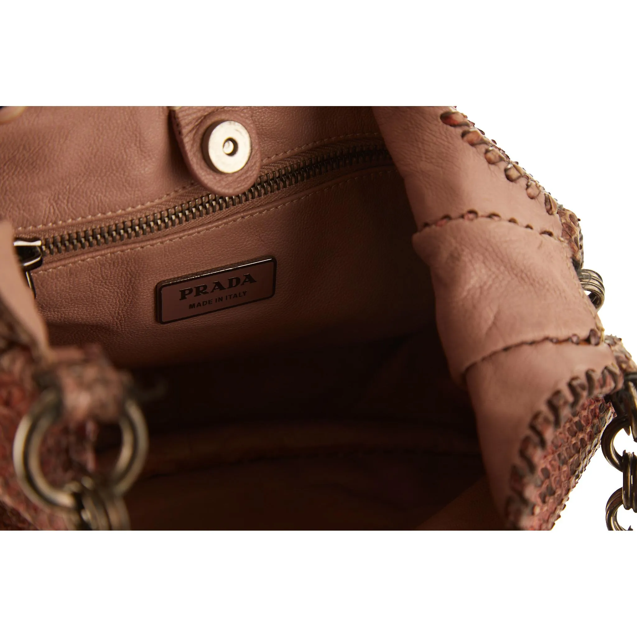 Prada Brown Snakeskin Chain Shoulder Bag