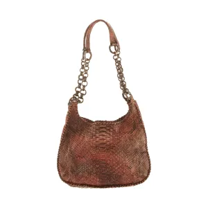 Prada Brown Snakeskin Chain Shoulder Bag