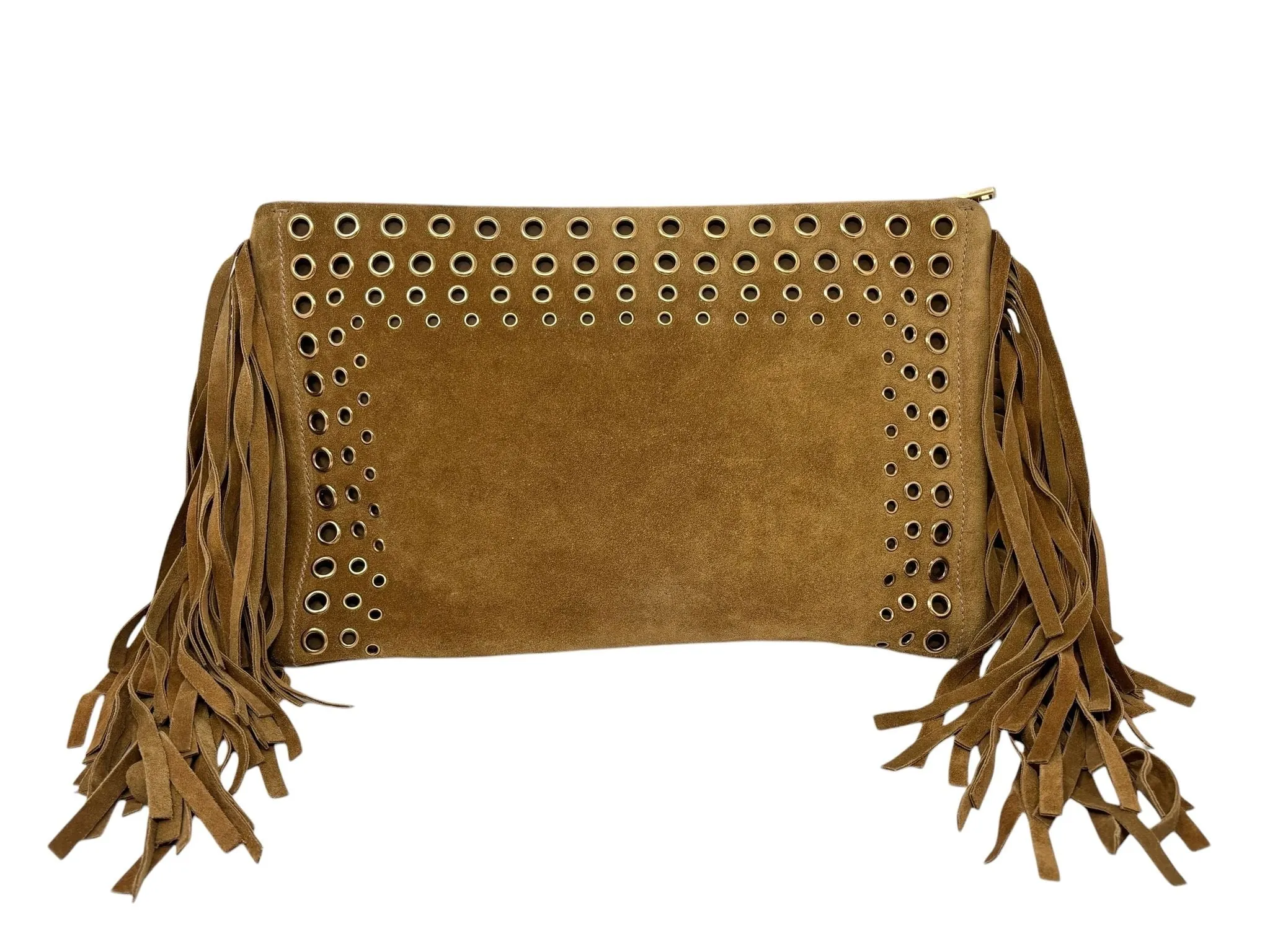 Prada Brown Suede Rivet Clutch