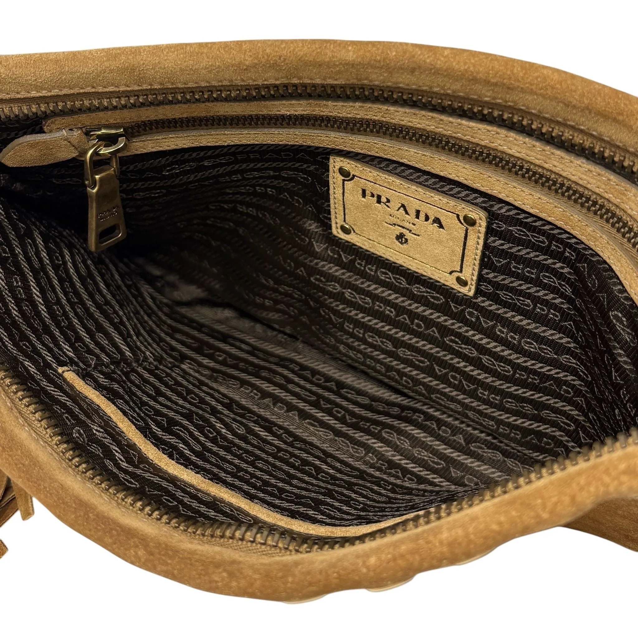 Prada Brown Suede Rivet Clutch