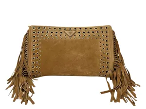 Prada Brown Suede Rivet Clutch