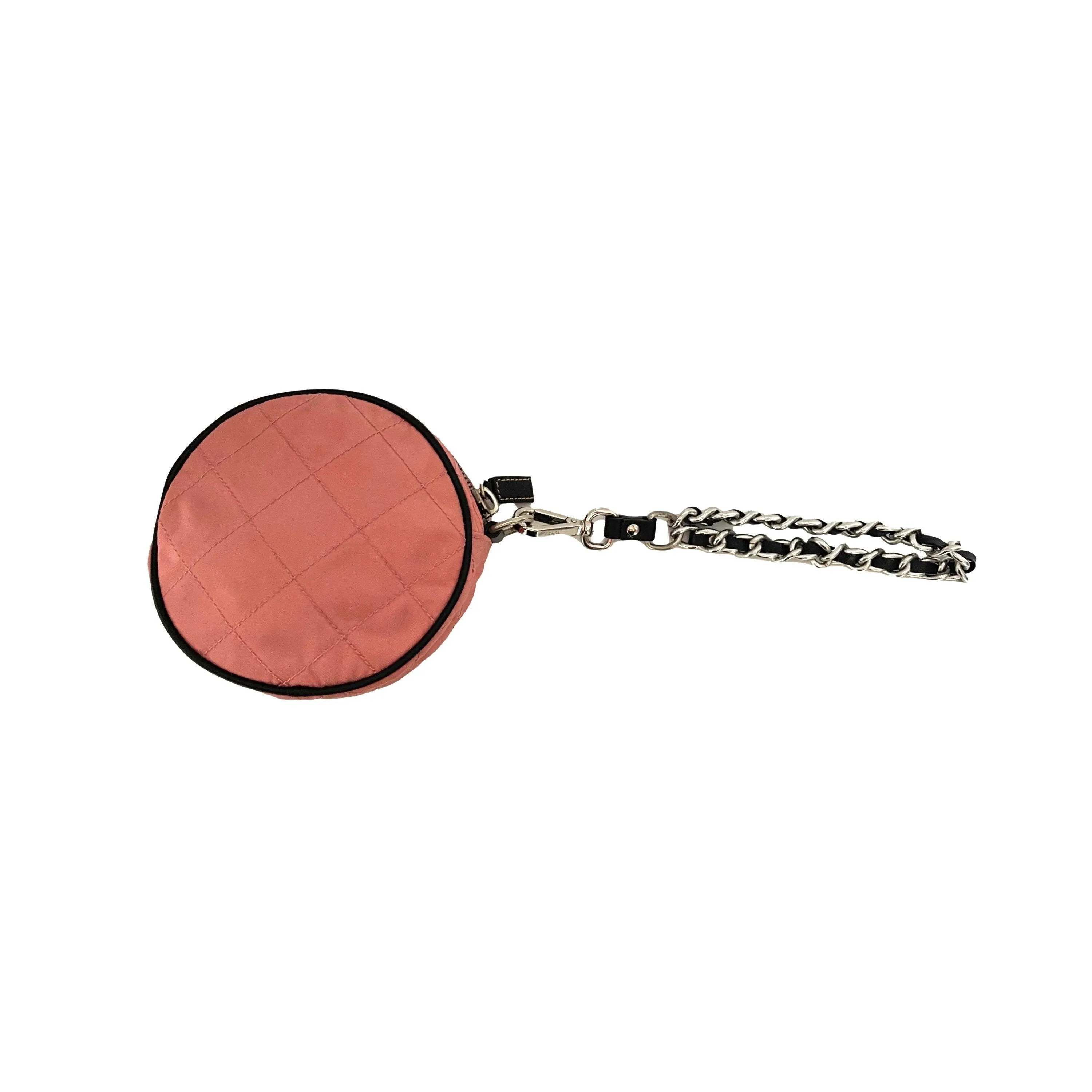 Prada Pink Quilted Logo Wristlet