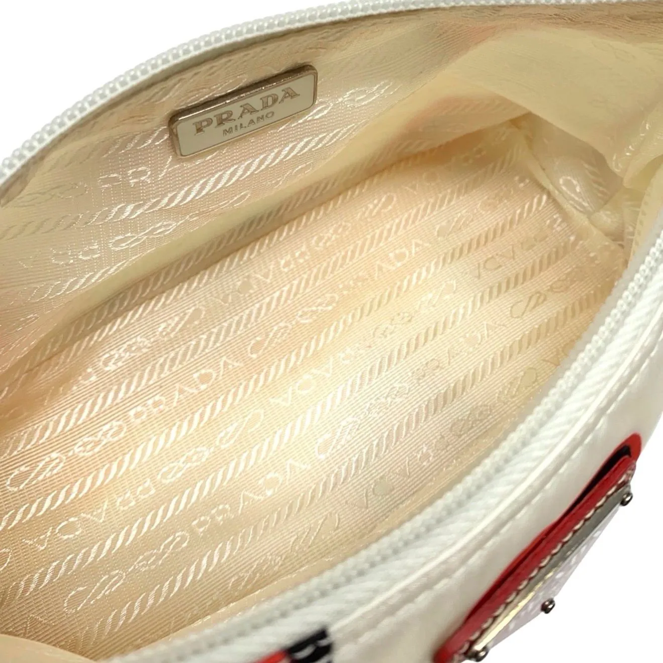 Prada White Nylon Heart Shoulder Bag