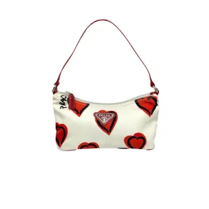 Prada White Nylon Heart Shoulder Bag