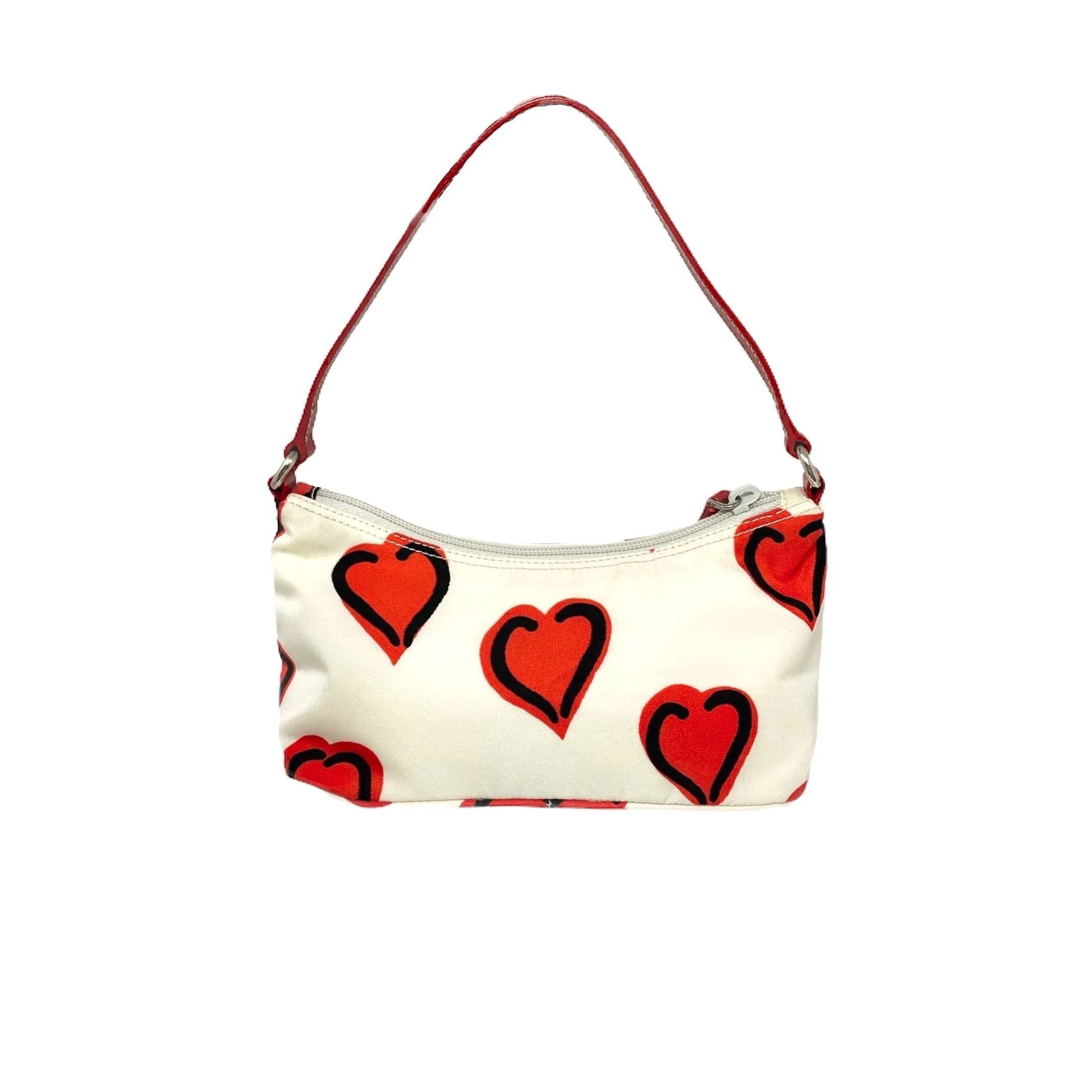 Prada White Nylon Heart Shoulder Bag