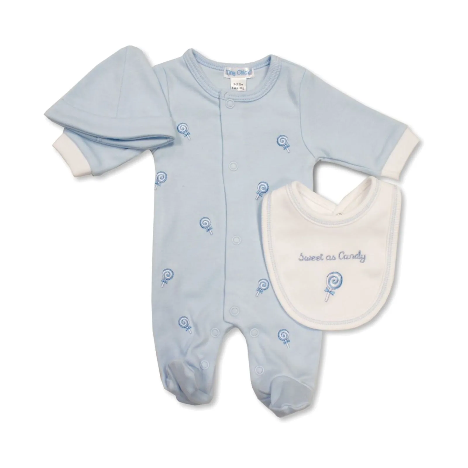 Premature Baby 3 Piece Set - Blue 3-5 & 5-8 lb