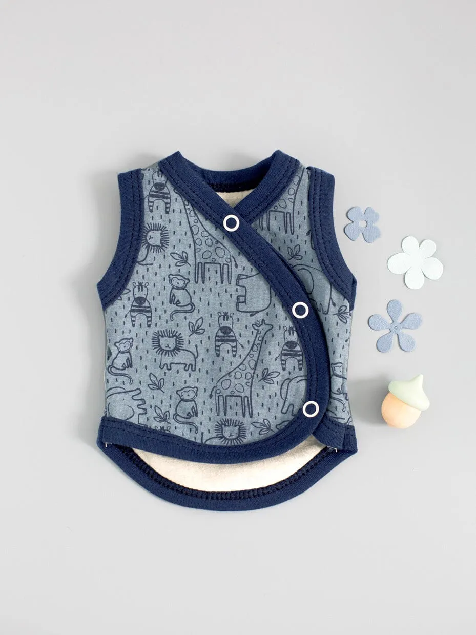 Premature Baby Vest, Safari Friends