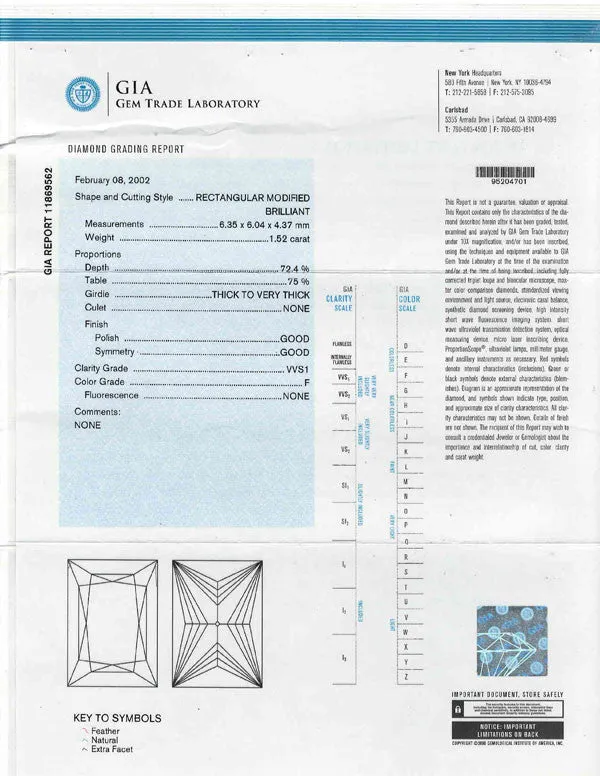 Princess cut Diamond GIA Certified 1.52ct F-VVS1
