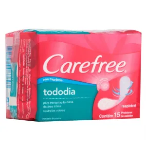 Protetor Diário Carefree Todo Dia Sem Perfume, Pacote Com 15 Unidades