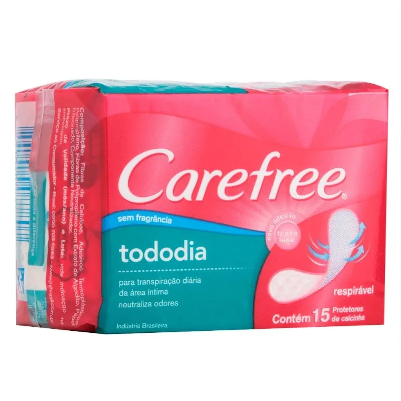 Protetor Diário Carefree Todo Dia Sem Perfume, Pacote Com 15 Unidades