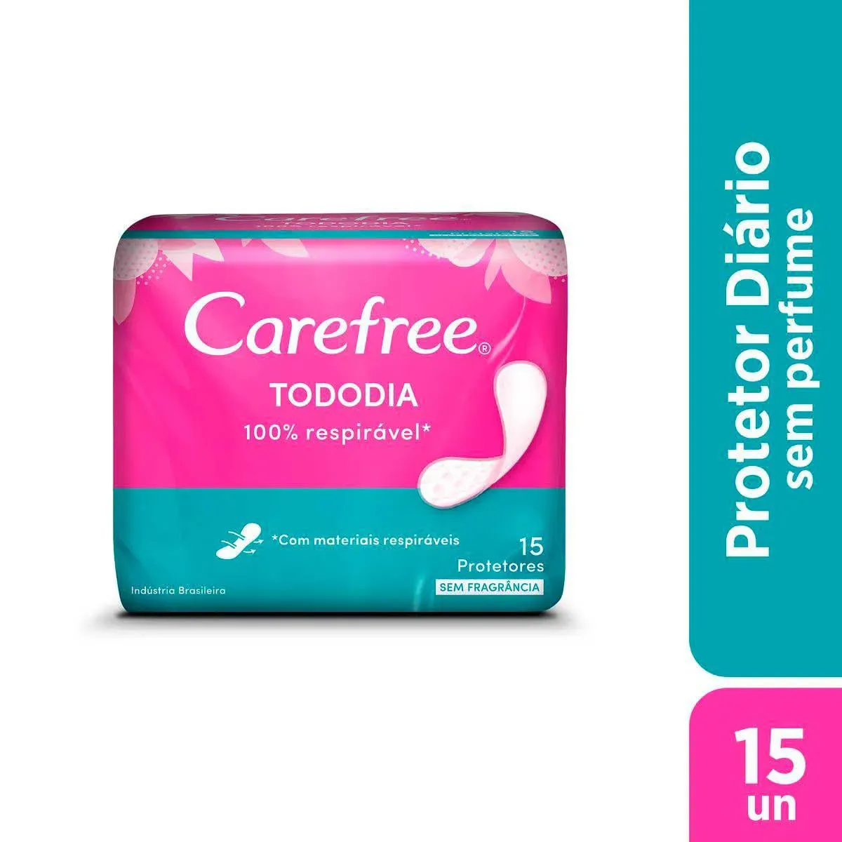 Protetor Diário Carefree Todo Dia Sem Perfume, Pacote Com 15 Unidades