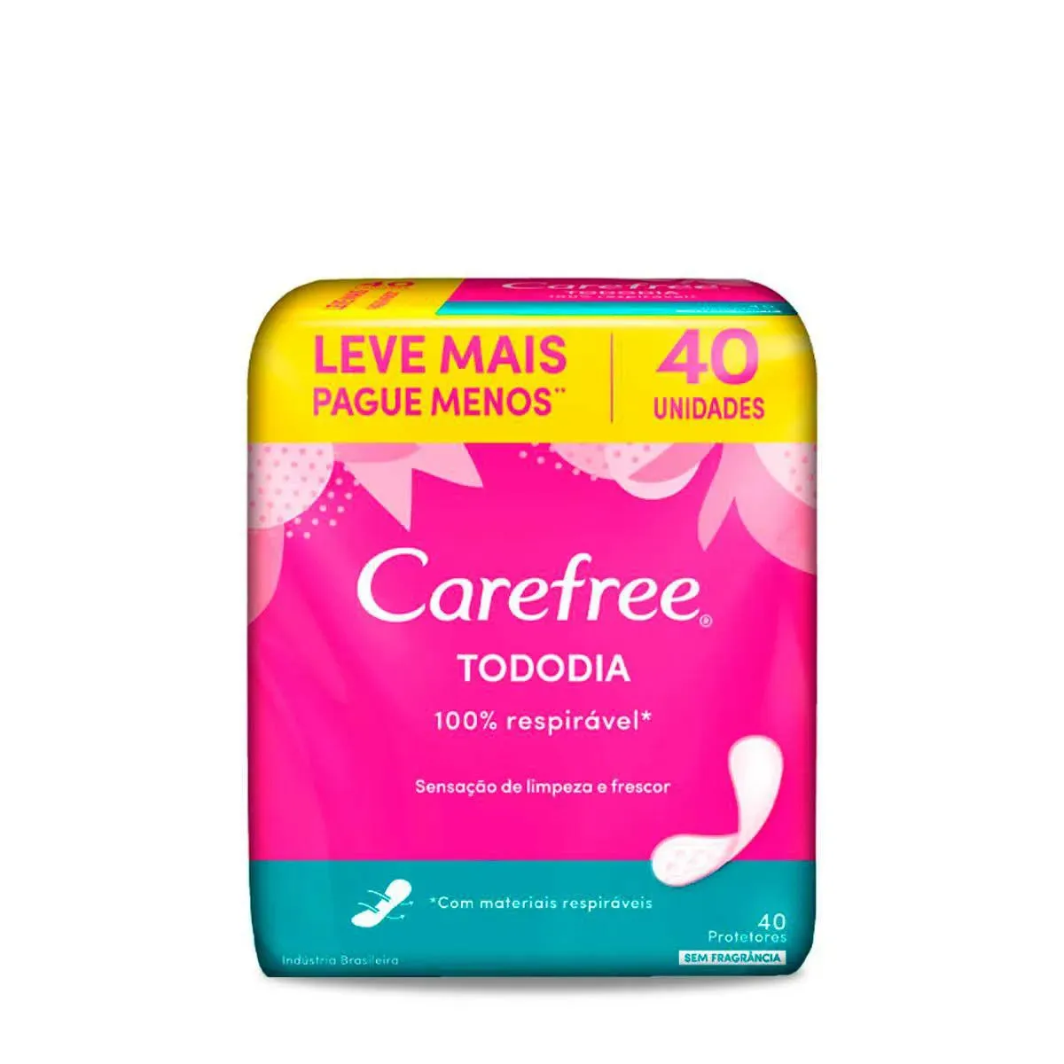 Protetor Diário Carefree Todo Dia Sem Perfume, Pacote Com 40 Unidades