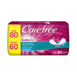 Protetor Diário Carefree Todo Dia Sem Perfume, Pacote Com 80 Unidades