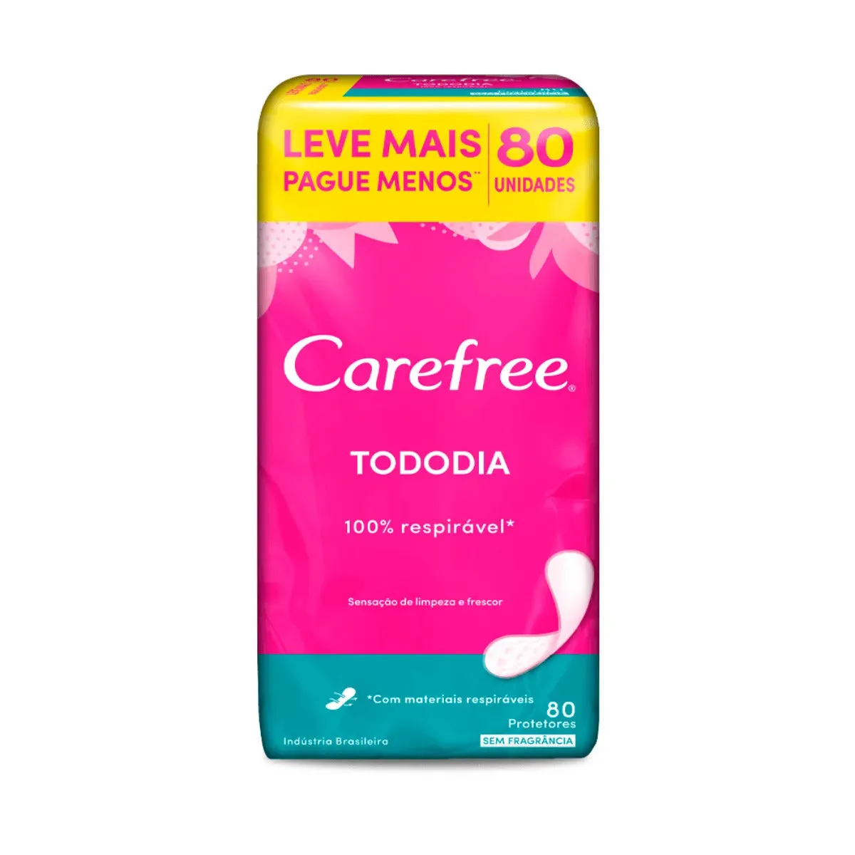 Protetor Diário Carefree Todo Dia Sem Perfume, Pacote Com 80 Unidades