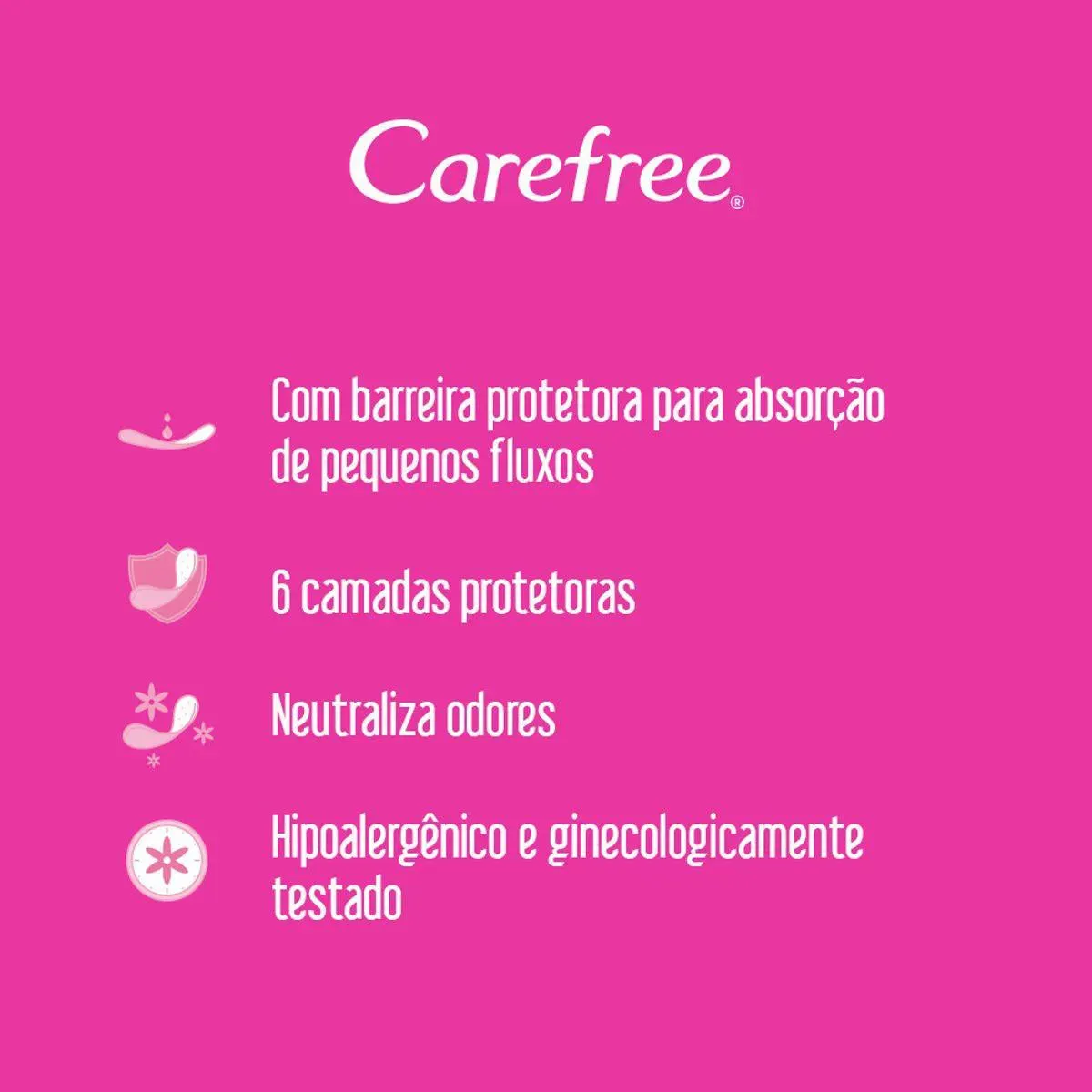 Protetor Diário Carefree Todo Dia Sem Perfume, Pacote Com 80 Unidades