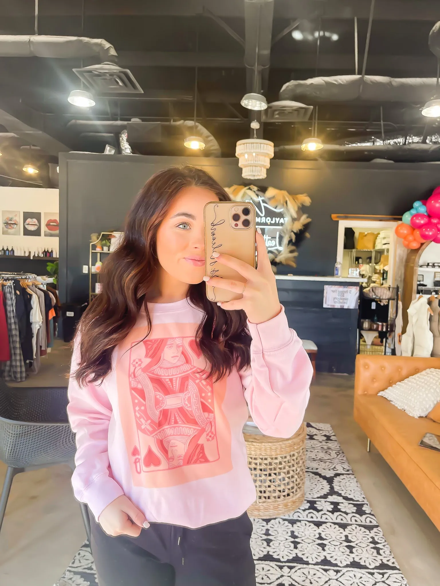 Queen of Pink Hearts Graphic Sweatshirt