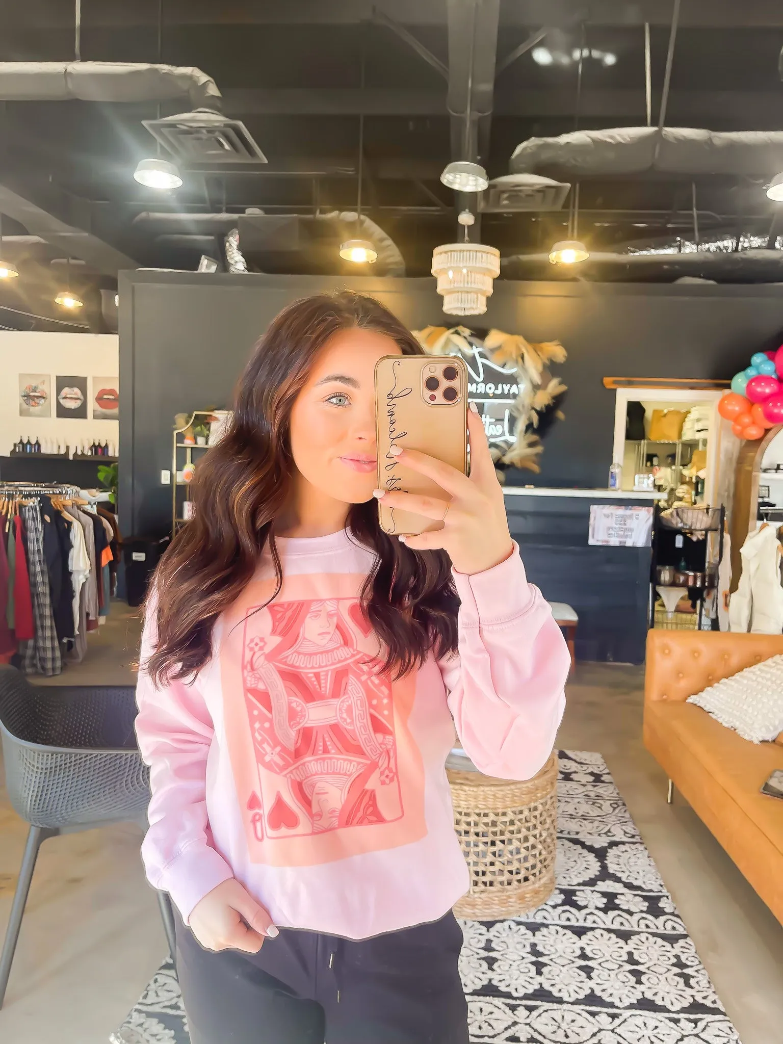 Queen of Pink Hearts Graphic Sweatshirt