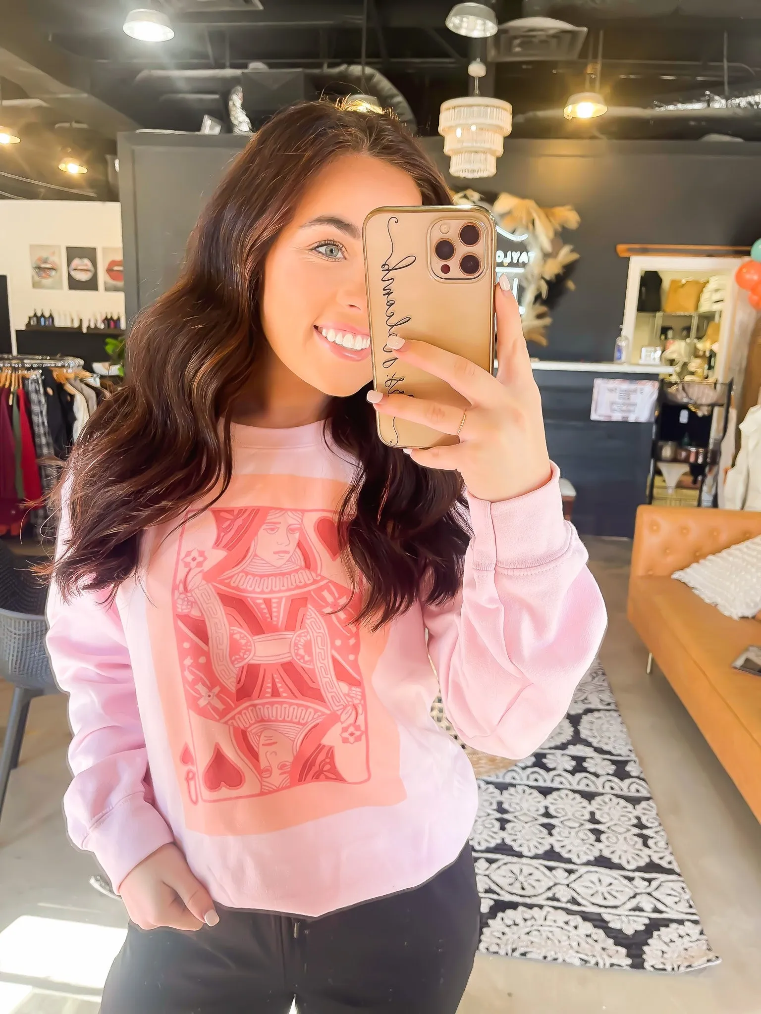 Queen of Pink Hearts Graphic Sweatshirt